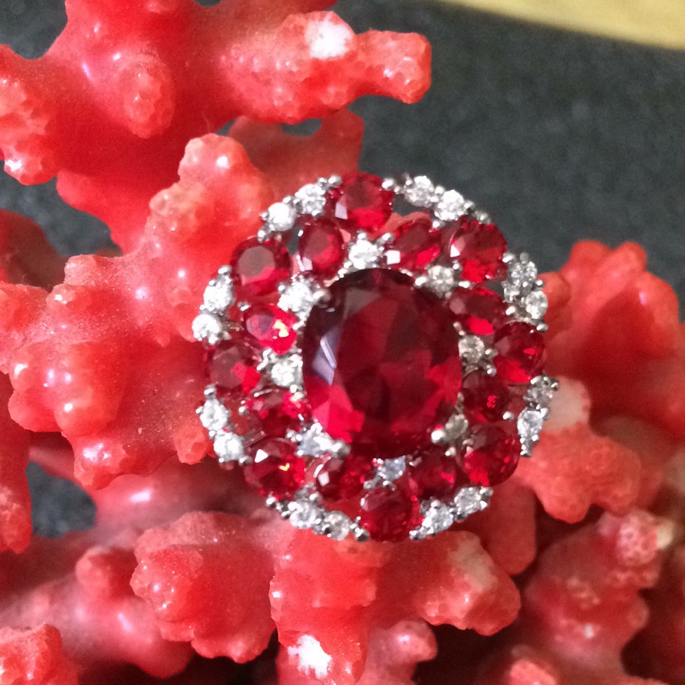 925 Mozambique garnets& topaz ring